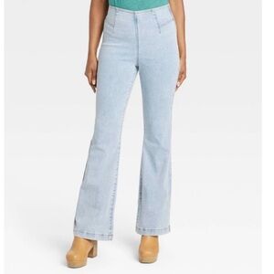 NWT Knox Rose Womens Sz 18 Flare Pull On Elastic Waist Stretch Boho Hippie Jeans